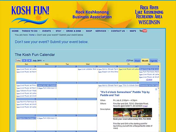 Kosh Fun | Events Calendar